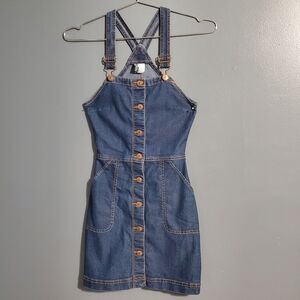 H&M Divided Dark Blue Denim Jumper Dress Size 2